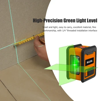Професионален измервателен инструмент за проектиране на линии зелена светлина на ниво 2 линии, висока Точност преносими устройства за килими паркетного пол