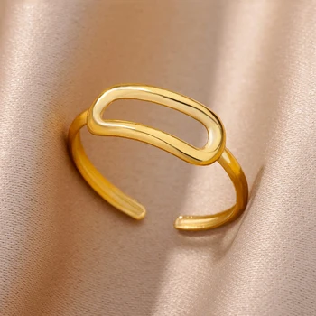 Пръстени от неръждаема стомана За жени, мъже, Златен цвят, Отворено регулируем пръстен, подарък за украса на женски мъжки пръст, Тенденция 2023, Безплатна доставка