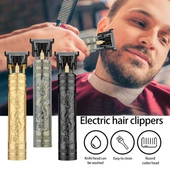 Реколта Електрическа машина за подстригване на коса T9 Професионална мъжка самобръсначка, Акумулаторна батерия Фризьорски Тример за мъже Дракон Буда