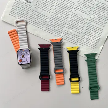 Силиконов гелевый каишка, съвместима с магнитна лента Apple Watch за женските и мъжките часовници iWatch Ultra SE различни размери
