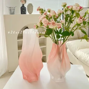 Скандинавски творчески нов матиран светлина луксозна стъклена ваза стъклена договореност украса на масата в хола ins