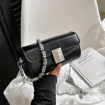 Стилна и елегантна дамска чанта през рамо с верига, ремък за подмишниците, дамска чанта Bolso Mujer
