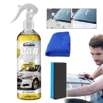 Столче за кола за пречистване на кожата на автомобила почистване спрей 100ml висока защита nano спрей с гъба, кърпа спрей за премахване на прах за кола