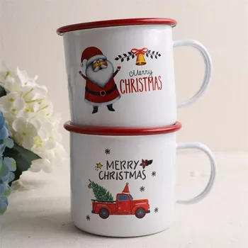Творчески чаши за Кафе с емайл, Нечупливи Туристически Чаши за вода, чаши Бира, Чаши за пикник край огъня, Коледни Подаръци