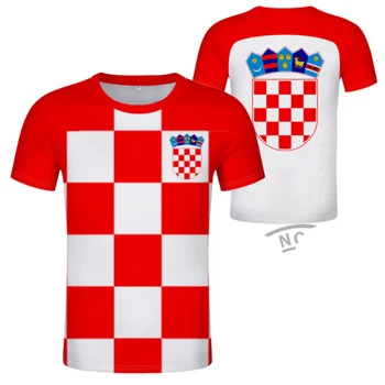 Тениска CROATIA, направени от ръце, Безплатна потребителска тениска с име и номер на Hrv, Национален флаг Хърватия, Хърватска Република, облекло със снимка и логото, с принтом