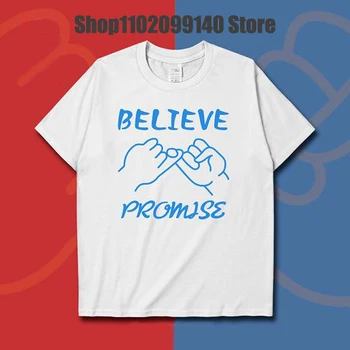 Тениска с принтом Believe обещание За любов, Свободна тениска с кръгло деколте и къс ръкав, Дамски Мъжки t-shirt, Потници, Облекло