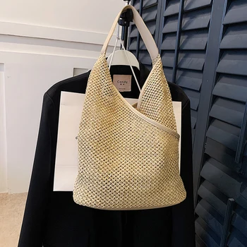 Тъкани торби през рамо, направен от изкуствена кожа, плажни чанти голям капацитет, портфейли-тоут (хакове)