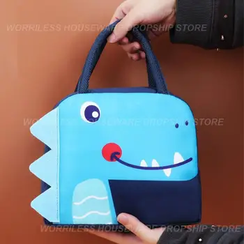 Утепленная чантата е С удобна дръжка, гладка изолация на мълния, многоцветен детска чанта, триизмерна чанта за обяд, която лесно се деформира