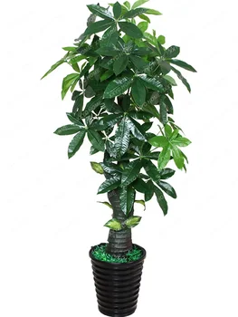 Фалшиви дървета Пачира Макрокарпа Бонзай за всекидневната, пластмасови Фалшиви цветя и зеленина в офиса