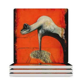 Фигурка в основата на разпятието Картина на Франсис Бейкън фен на изкуството художник подарък тениска или маска Керамични подложки (квадратни)