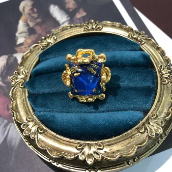 Цветен емайл, глазура, Циркон, Открывающееся Регулируем пръстен, френското лесно луксозен пръстен с глазура от перли в стил барок