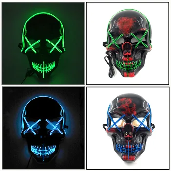 Цветни led маска с черепа на Хелоуин, Реквизит за парти, Светещ маска на Скелета, за да проверите за костюми за cosplay