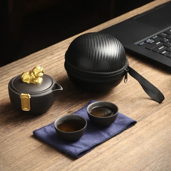 Чай комплект за пътуване Festival Kungfu съвременни Китайски Чай от Гайваньского порцелан с въртяща се кафе посуда Teekomplet Декорация на дома