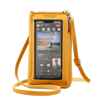 Чанта за мобилен телефон с чувствителен на допир екран, чанти през рамо, женски многофункционален RFID-портфейл, мини-дамска чанта, мобилен портфейл, държач за карти, новост