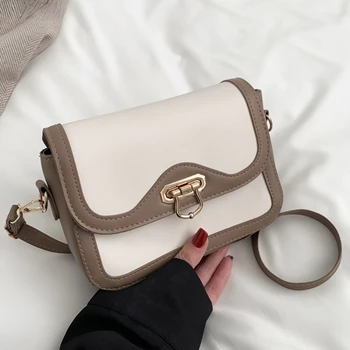 Чанта през рамо за жени, нова мода проста чанта през рамо, ежедневна чанта в контрастен цвят, дизайнерски маркови портфейли и чанти Bolsas
