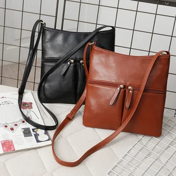 Чанта през рамо от мека кожа, дамска чанта, луксозна дизайнерска чанта, дамски квадратна чанта-месинджър, чанта през рамо за жени Bolsa Feminina