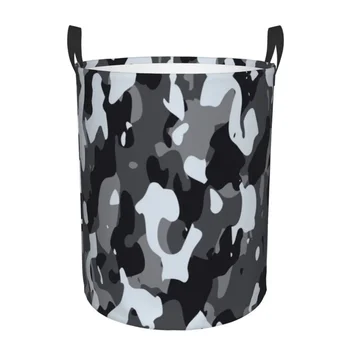 Черен, Модерен военен камуфлаж В стил Camo кош за бельо Голяма Кошница за съхранение на дрехи Органайзер за играчки за деца
