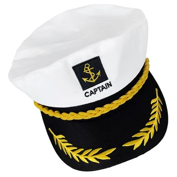 Шапка капитан на яхта, бродирана шапка капитан, шапка за парти, шапка за cosplay, подпори за костюми