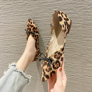 дамски леопардовая обувки на равна подметка, женски балет апартаменти с остри пръсти и фин пръсти, 34-43, мокасини големи размери, дамски лоферы без закопчалка, женски муле