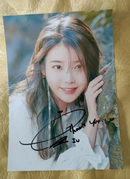снимка с автограф Айу Ли Джи Ун, подписан от ръцете, 5 * 7 инча, K-POP 102020 г