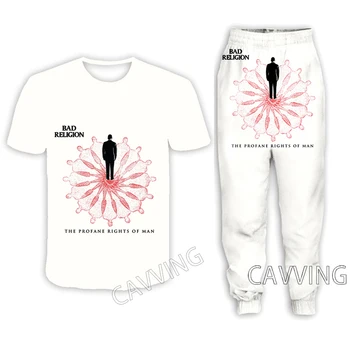 Ежедневни тениски с 3D-принтом BAD-RELIGION Rock + панталони за джогинг Панталони за джогинг Панталони Костюм Дрехи Дамски / Мъжки комплекти Костюмная облекло T01